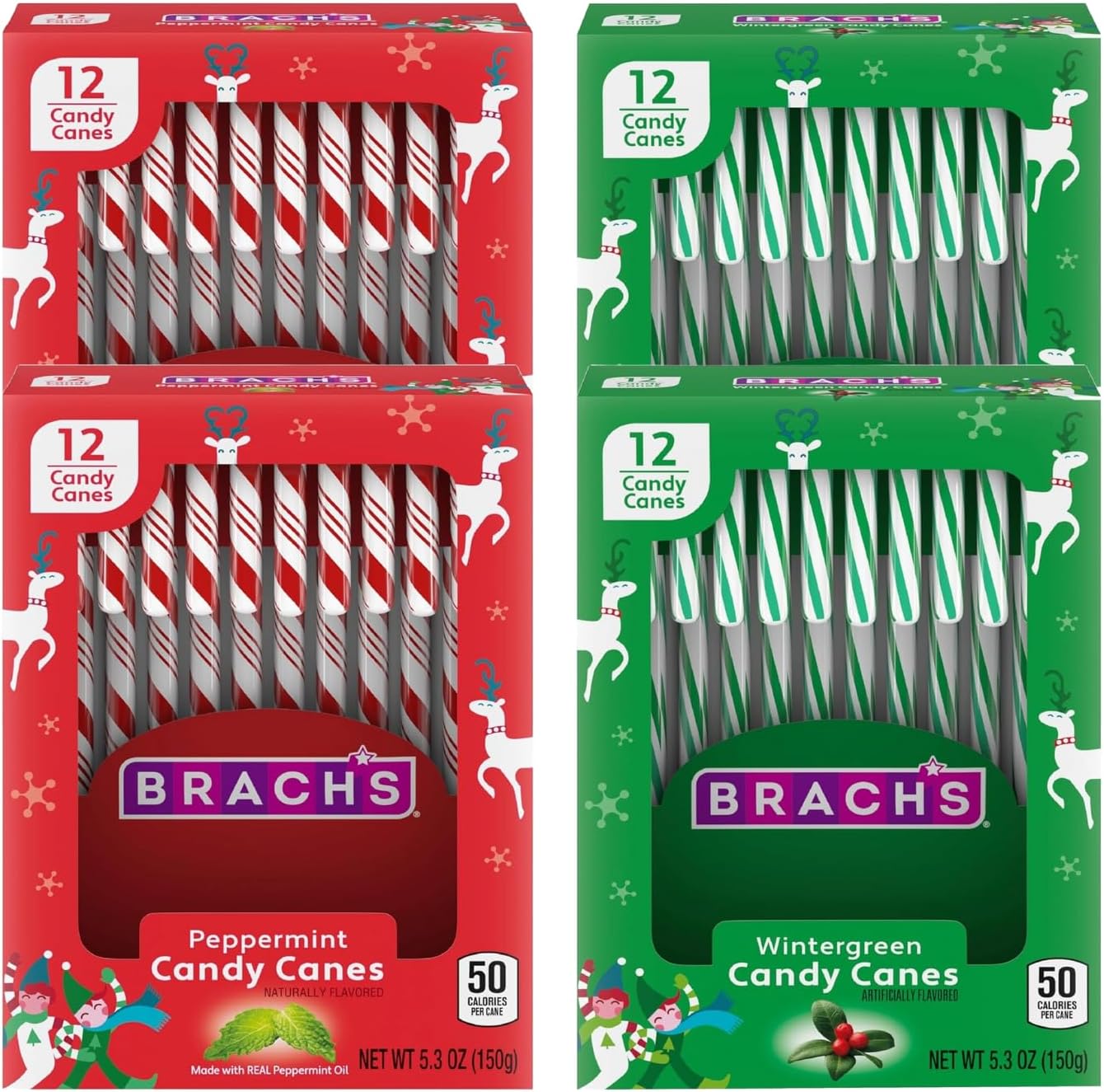 Yummy Chew Brachs Candy Canes front view of the festive packaging box.