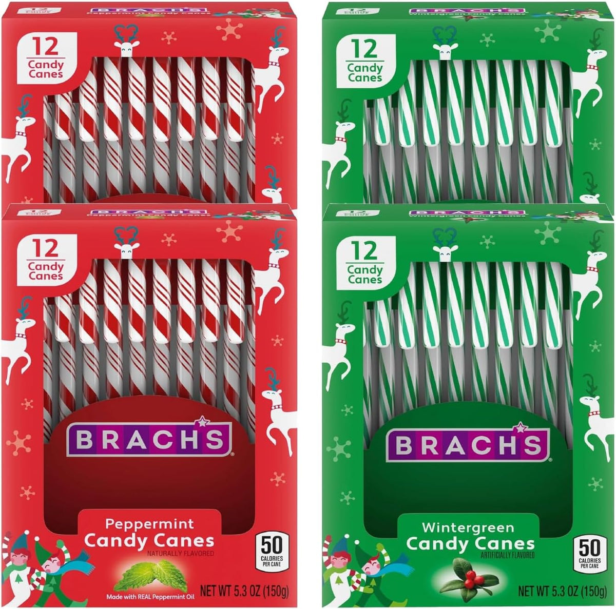Yummy Chew Brachs Candy Canes front view of the festive packaging box.