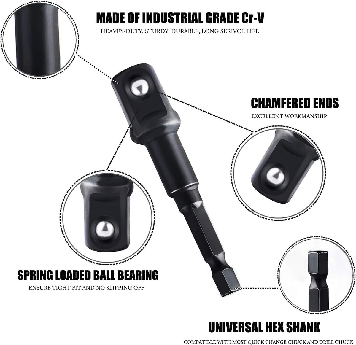Uayeatye 9-piece 1/4 inch drive socket set on storage rail