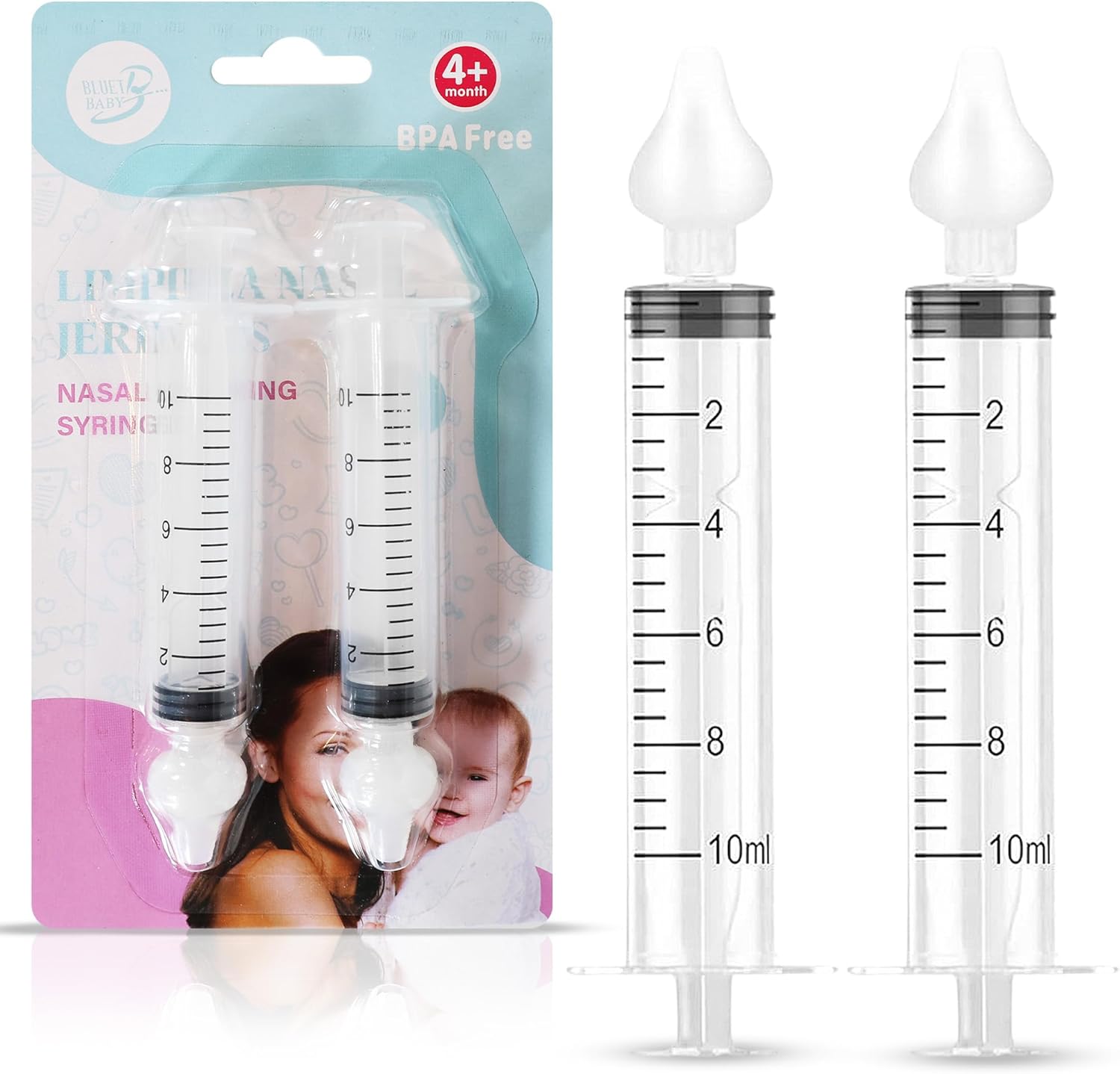 Bluet B baby nasal syringe pack of two front view