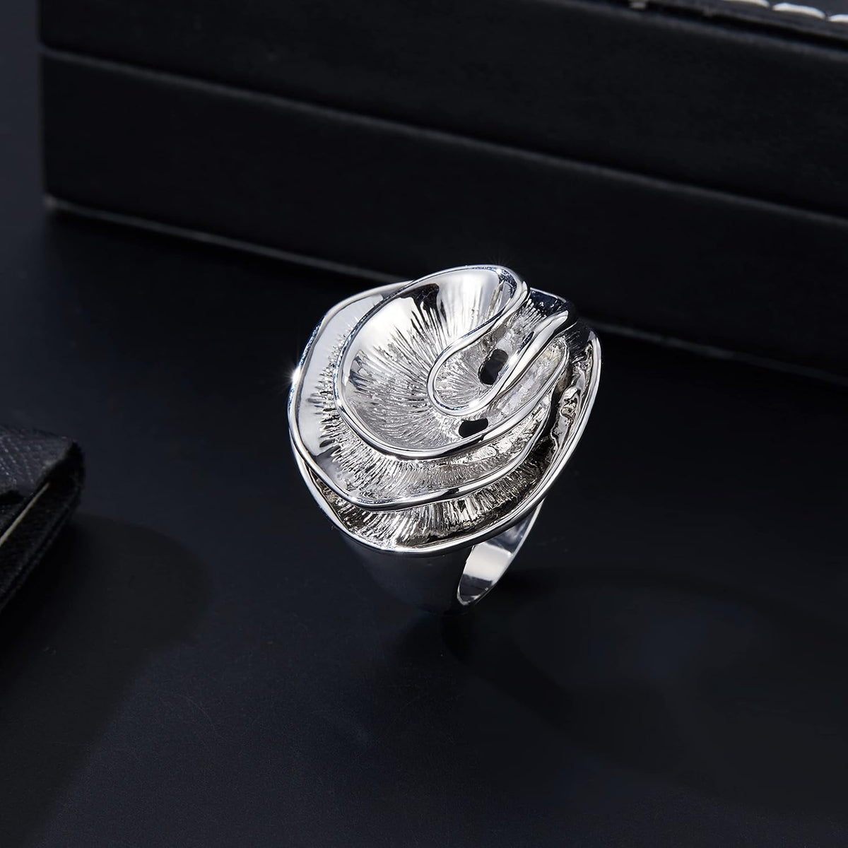 Aprilery gold and silver ring close-up of high-polish plated finish