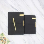 Wonderpool A5 Leather Journal Refillable Travelers Notebook Lined Paper Notebook with Pen, Writing Diary for Travel Office and Agenda Plan (A5, Black) - Image 4