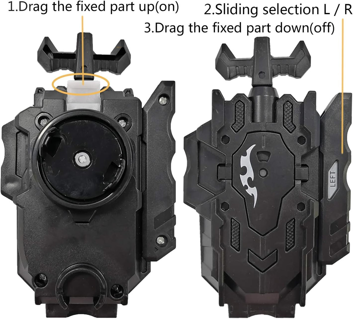 Bey Gyro Blades Launcher and Grip, Light Sparking Battling Burst String Launcher Gyro Left&Right LR Spin Top Compatible with All Bey Burst Series Bey Battling Bey(Black) - Image 4