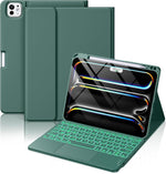 Hamile keyboard case for iPad Pro 11 inch front view showing pine green cover
