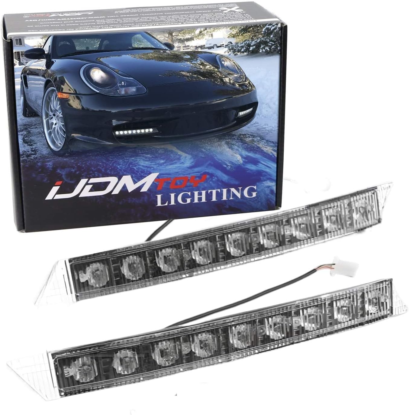 iJDMTOY 9-LED Xenon White daytime running light kit front view