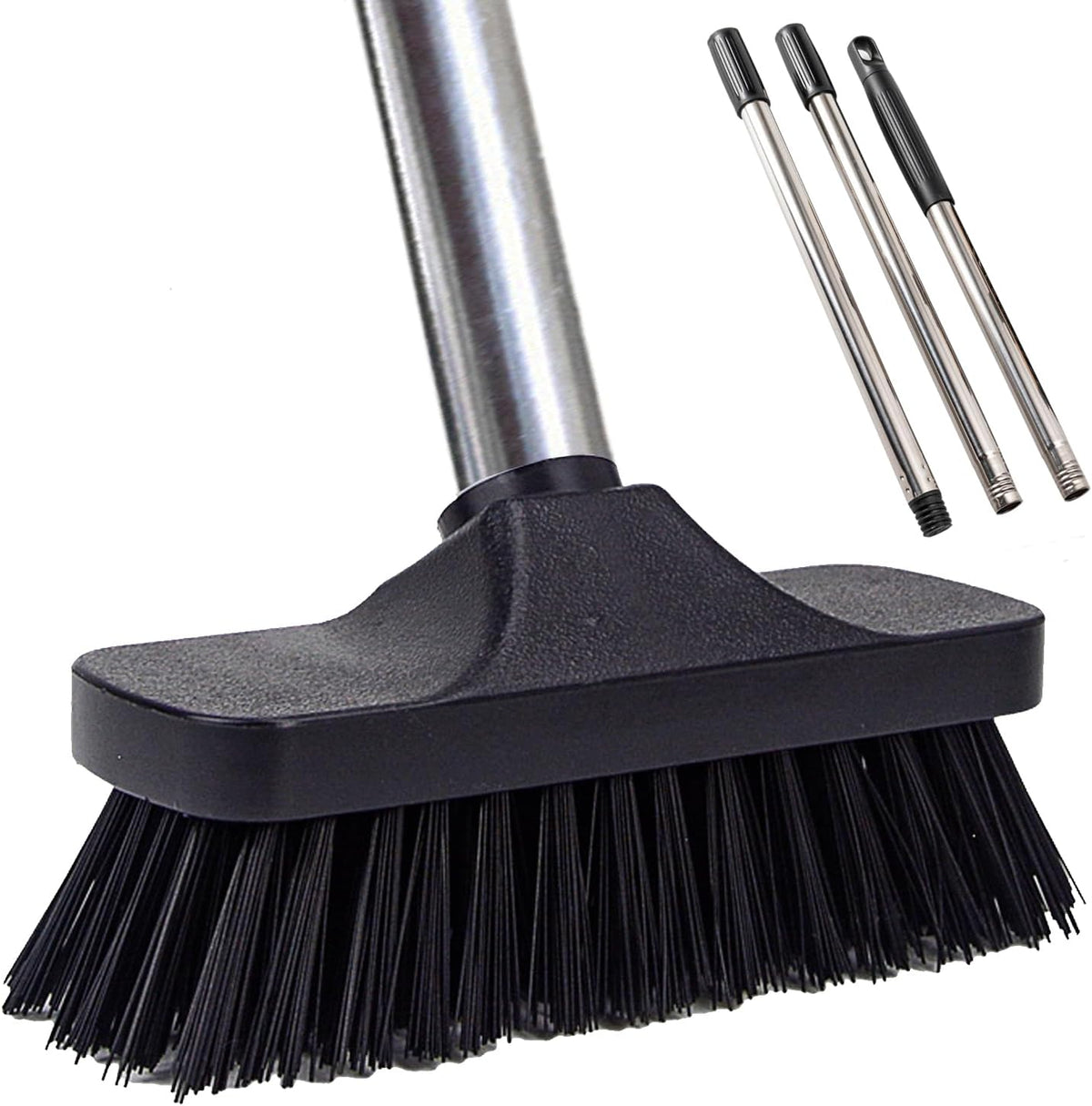 BSMstone push broom floor cleaning brush front view for heavy duty bathroom tile scrubbing.