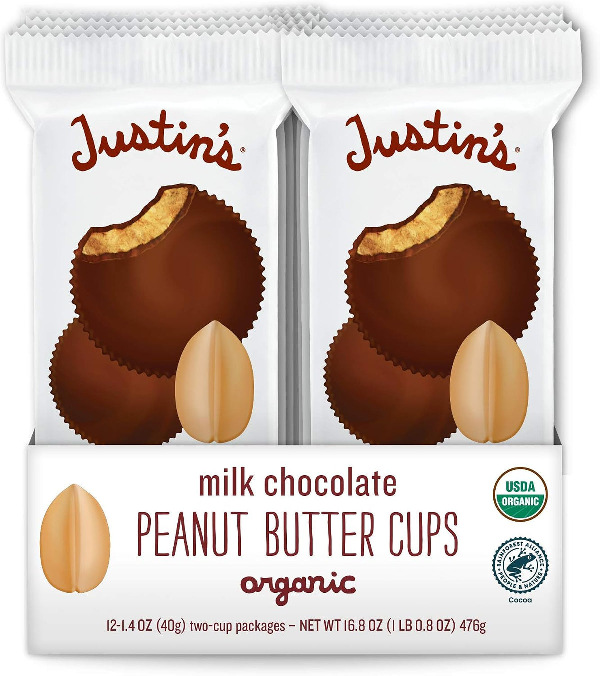 JUSTIN'S Organic Dark Chocolate Peanut Butter Cups, 12 Pack (2 cups each) - Image 12