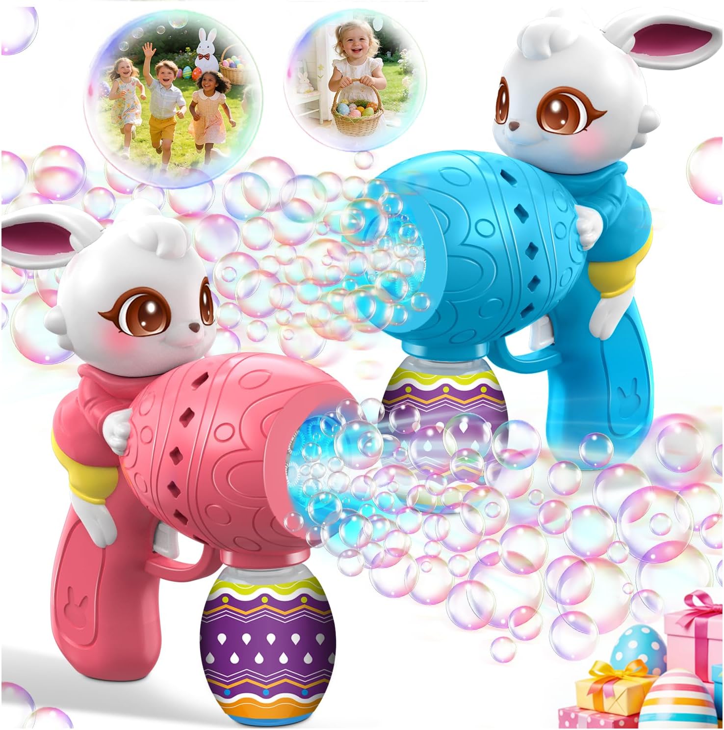 ArtCreativity 2-pack bunny and egg bubble guns front view