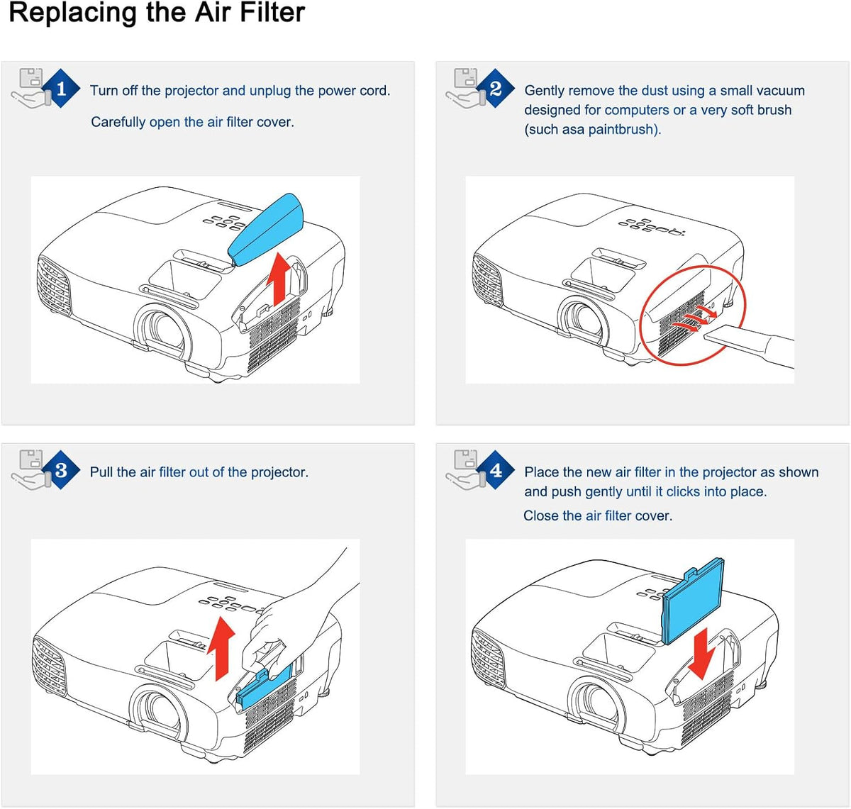 Orosaur ELPAF32 projector air filter complete set