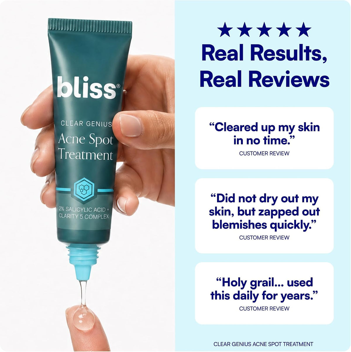 Bliss Clear Genius Acne Spot Treatment ingredient highlights