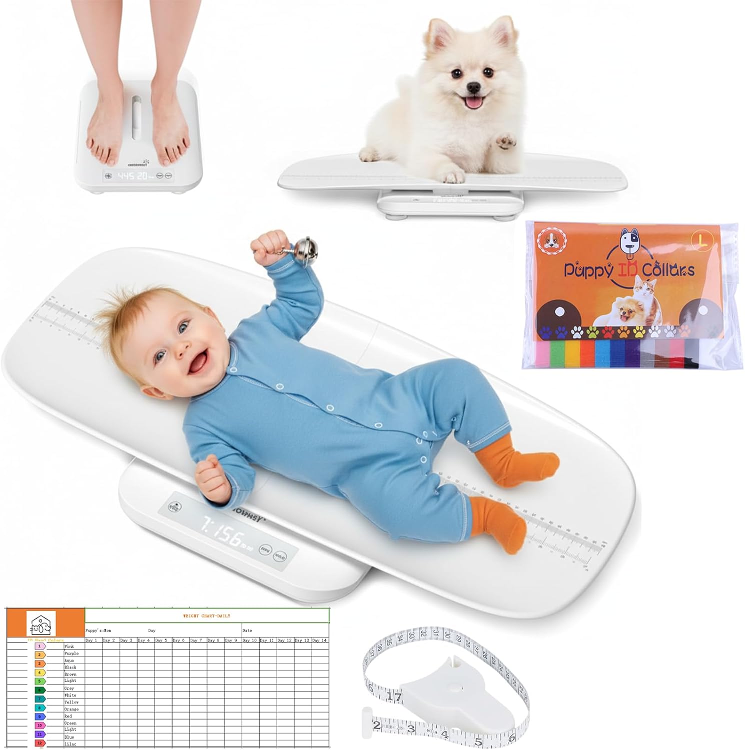 Nuscen baby and pet digital scale front view with tray