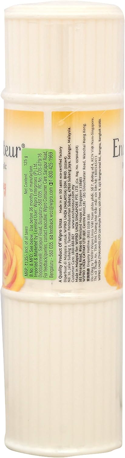 Enchanteur perfumed talc 125g label and brand logo