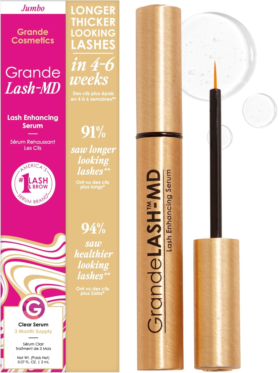 Grande Cosmetics GrandeLASH-MD Lash Enhancing Serum front view packaging