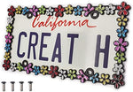 Creathome 3D Shining Daisy Wrenth License Plate Frame from Pure Zinc Alloy Metal Perfect Plate Holder, Matt Black with Green Glitter - Image 14