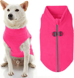 Gooby Zip Up Dog Fleece Vest in pink front view on a small breed dog