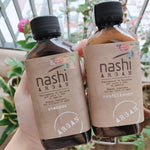 Nashi Argan hair care set liquid texture demonstration