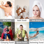 JML set of two white bath towels spread out