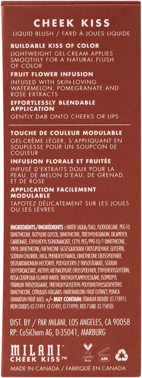 Milani Cheek Kiss Liquid Blush Makeup, Lightweight, Blendable & Buildable for Radiant Flushed Cheeks, Skin-Loving Formula - New Wine Glow - Image 9