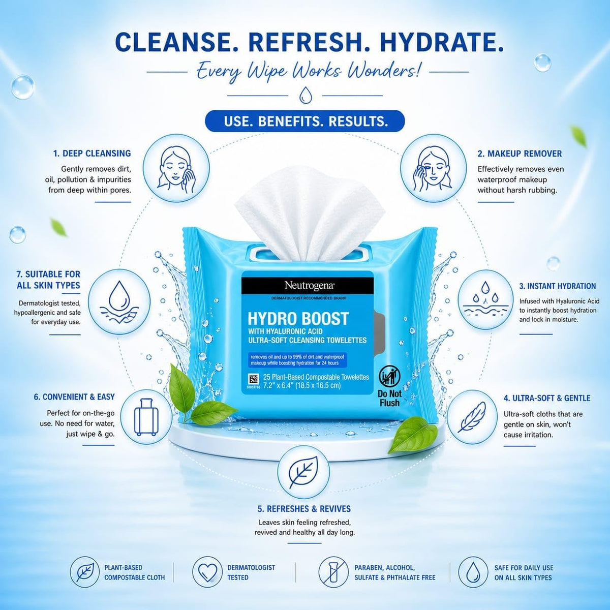 Neutrogena Hydro Boost wipes ingredient details