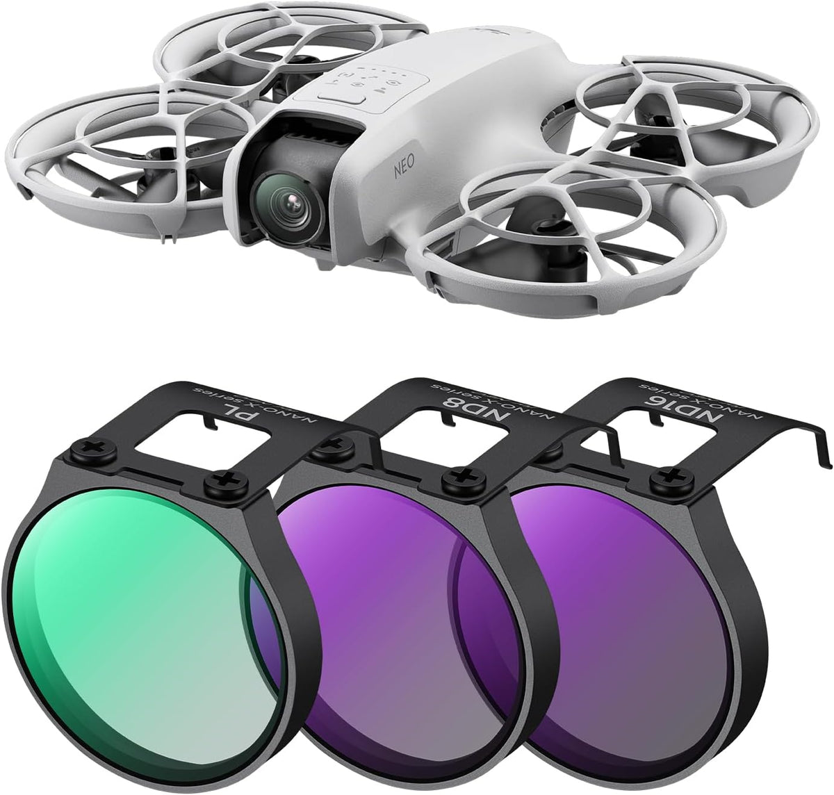 K&F Concept DJI Neo filter set featuring ND and CPL lenses