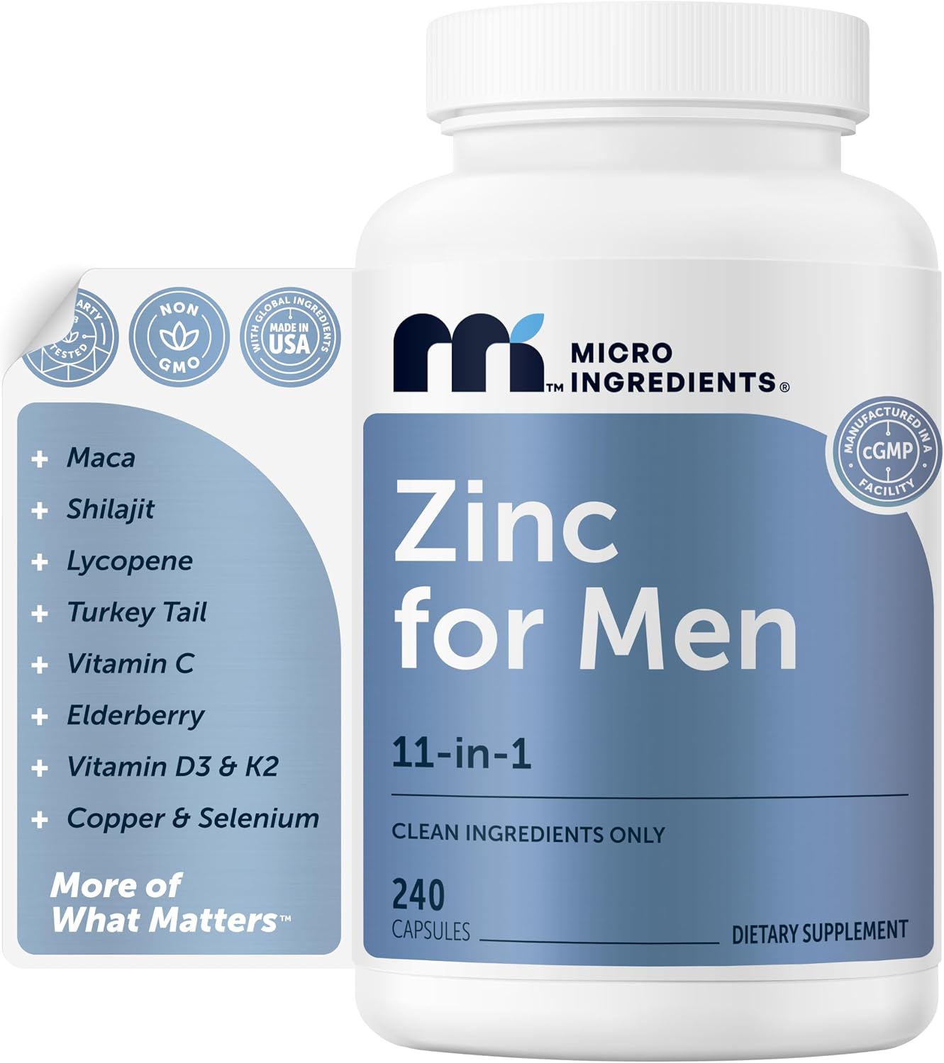 Micro Ingredients Zinc for Men front view bottle supplement