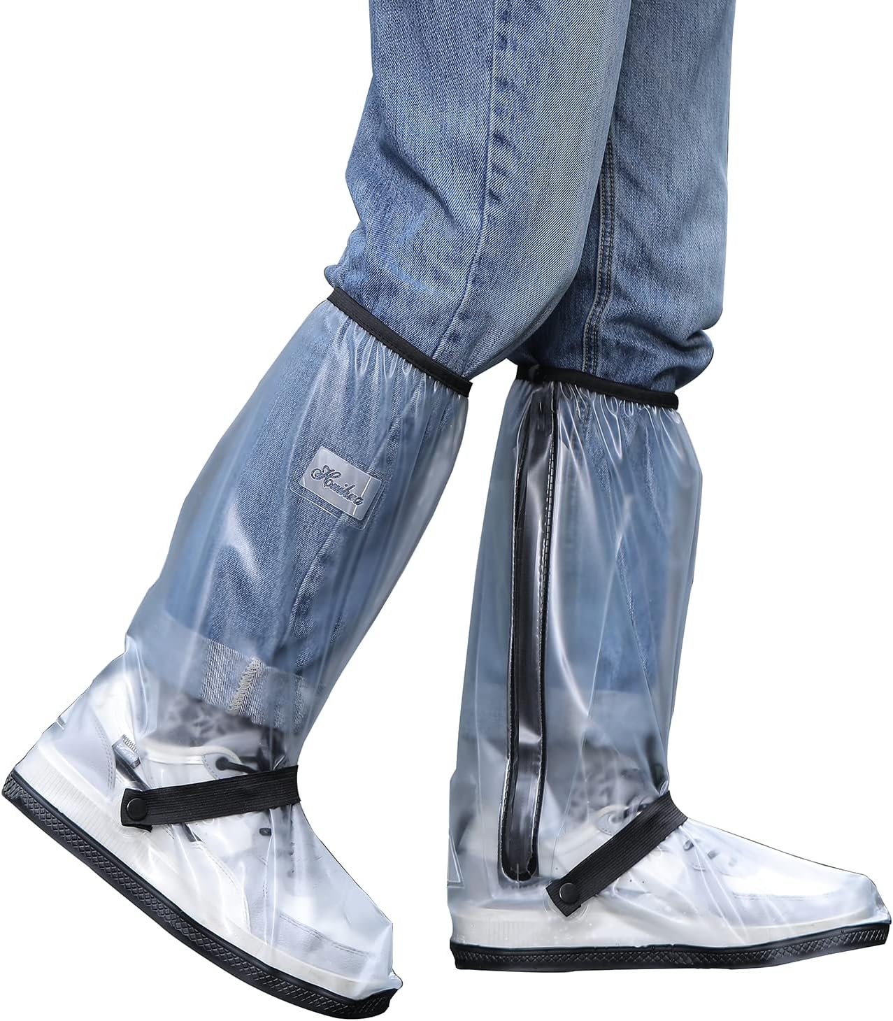 Tachitali waterproof rain boot shoe covers front view showing transparent PVC material