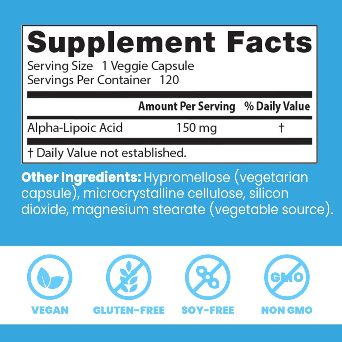Doctor's Best Alpha Lipoic Acid nutritional supplement facts panel