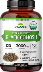 Zazzee USDA Organic Black Cohosh 3000mg supplement bottle front view