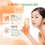 COSRX 5 PDRN B5 Vital Soothing Toner 280 milliliter bottle showcasing the orange tinted formula.