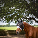 Close up of soft ear coverage on horse fly mask