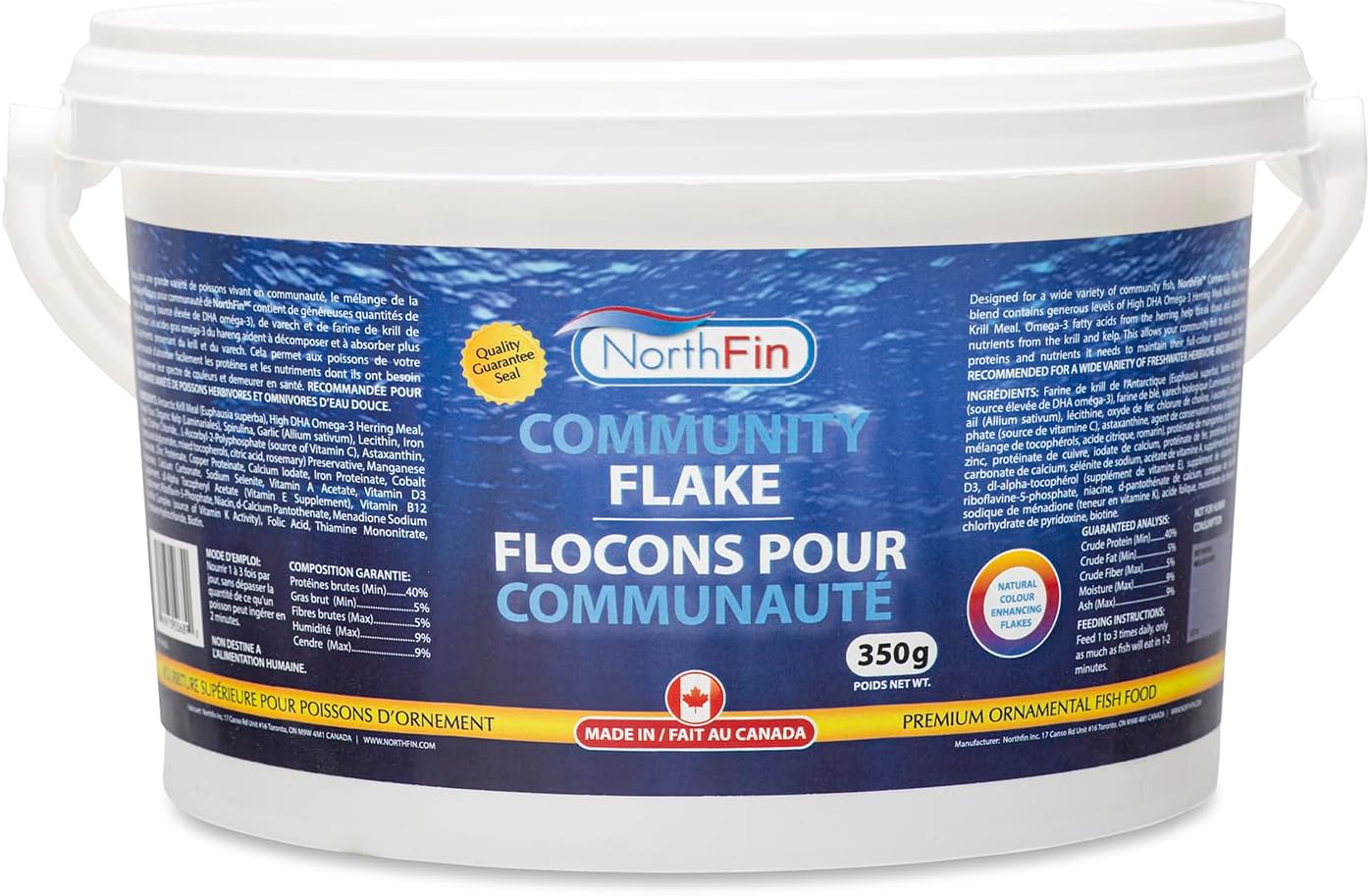 Northfin Community Fish Food Flakes 350g front view premium aquarium nutrition