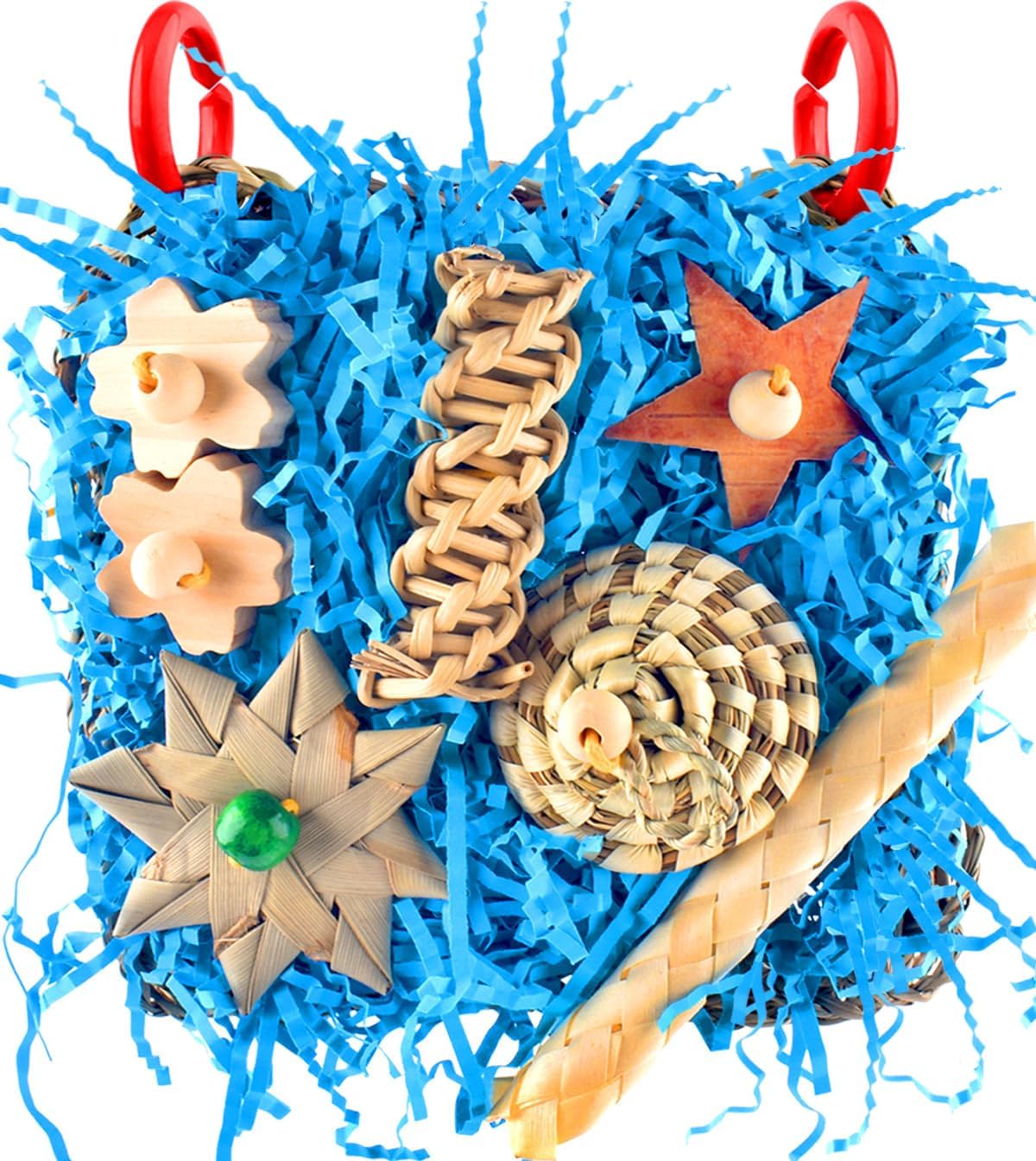 Packaging display of the KATUMO imported small to medium bird foraging playground.