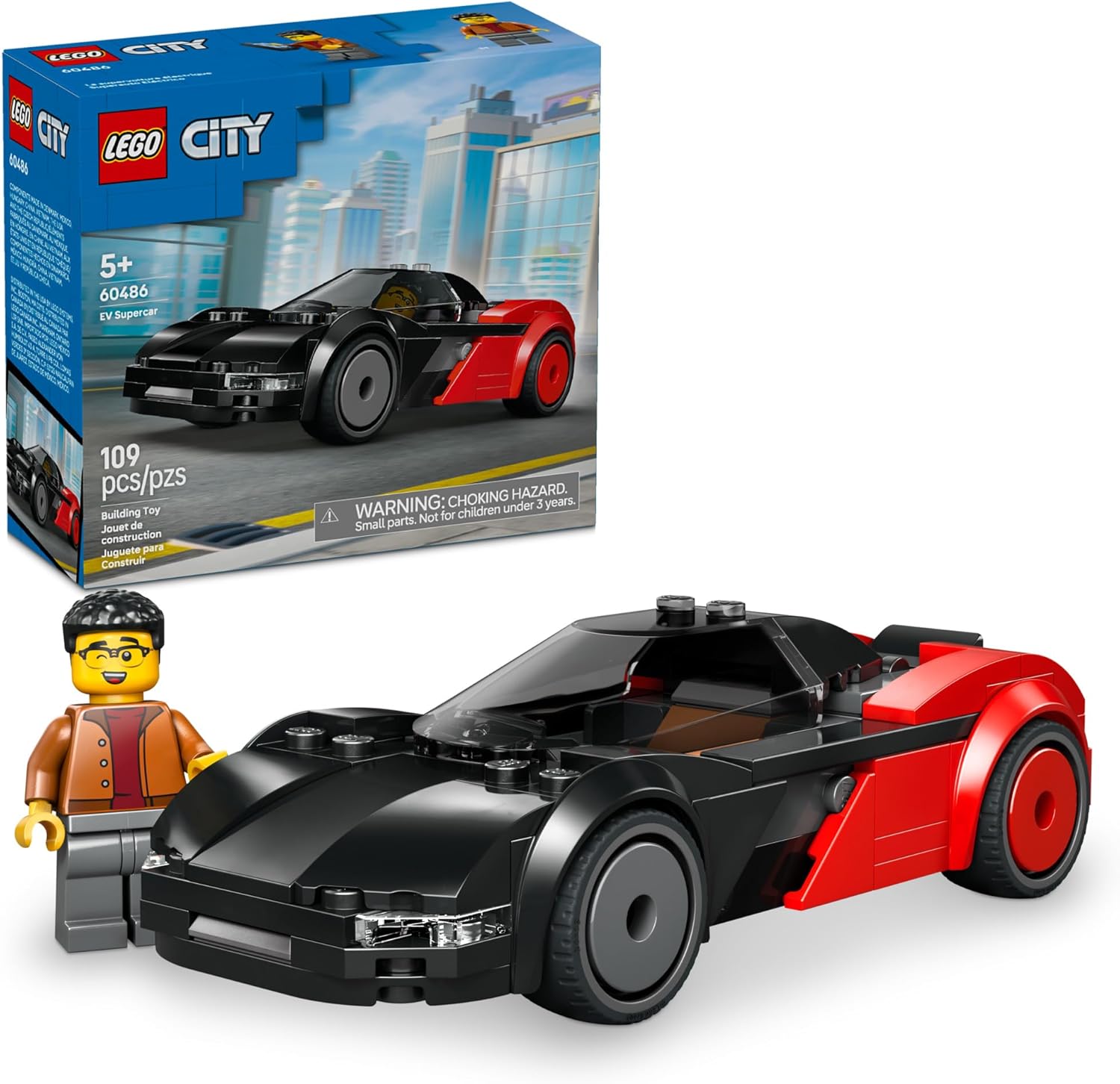 LEGO City EV Supercar 60486 front view sports car