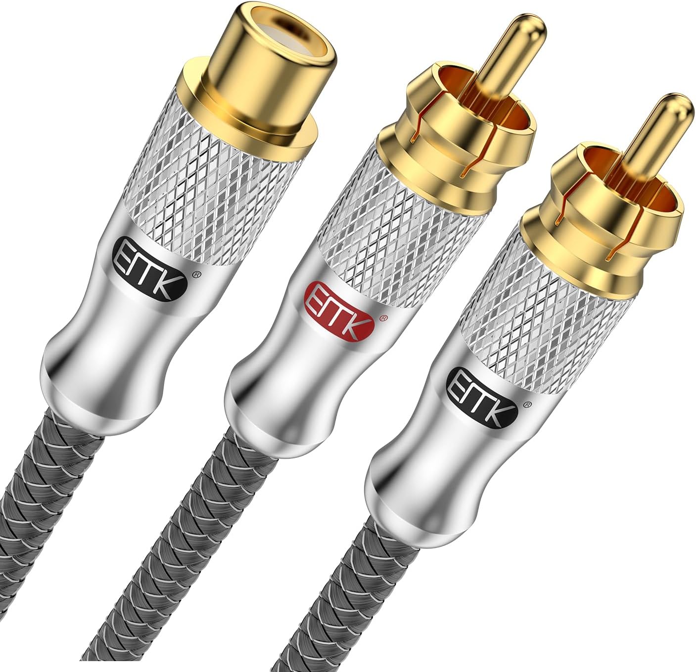 EMK gold-plated RCA Y-splitter cable front view