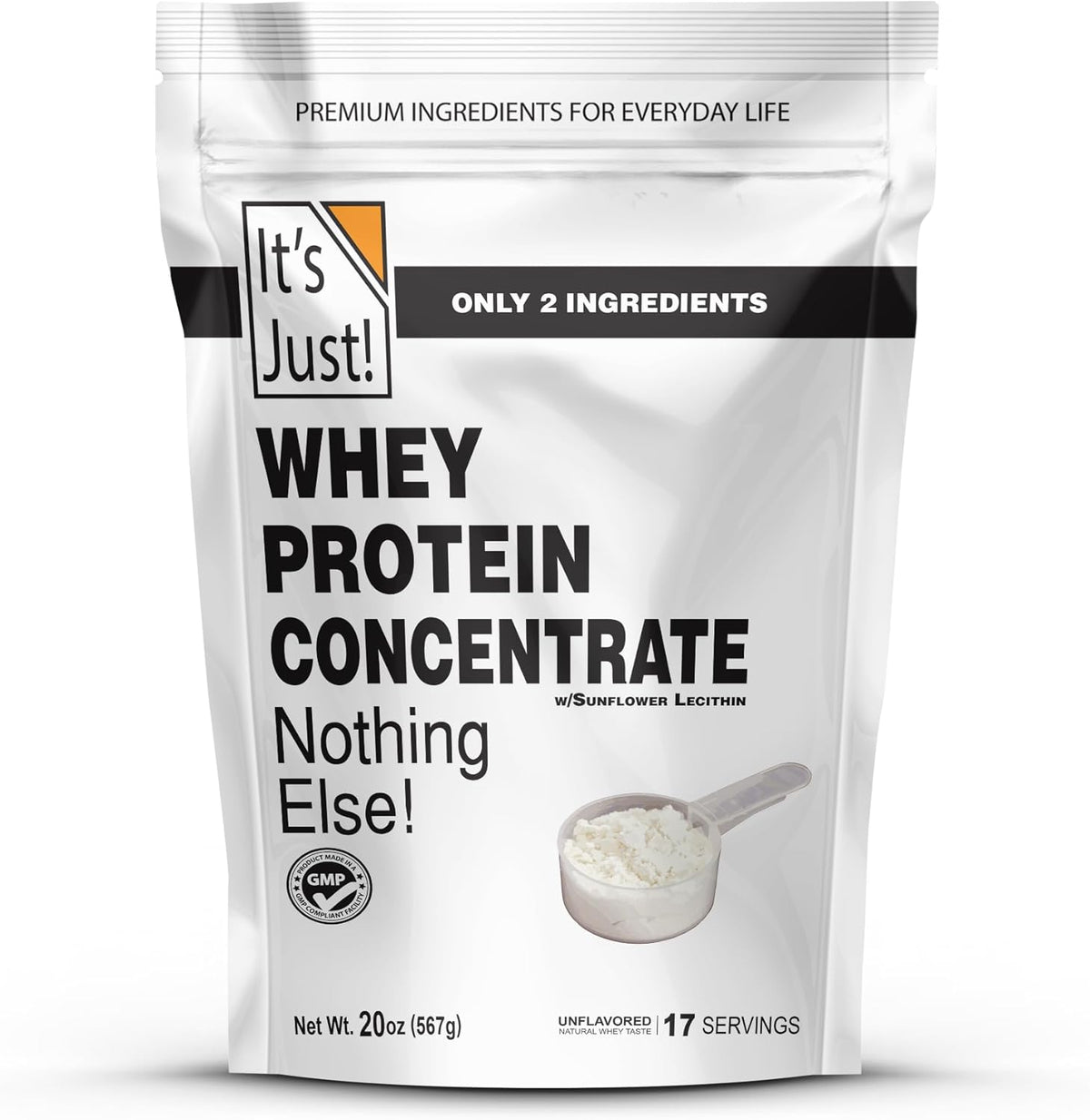 It's Just! 100% Whey Protein Concentrate front view authentic USA imported protein powder.