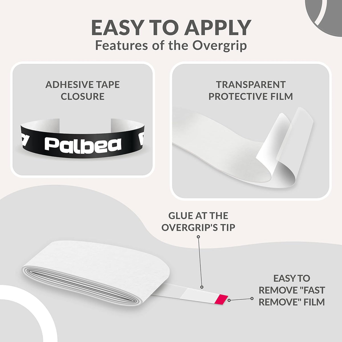 Palbea padel tennis grip applied on racket handle