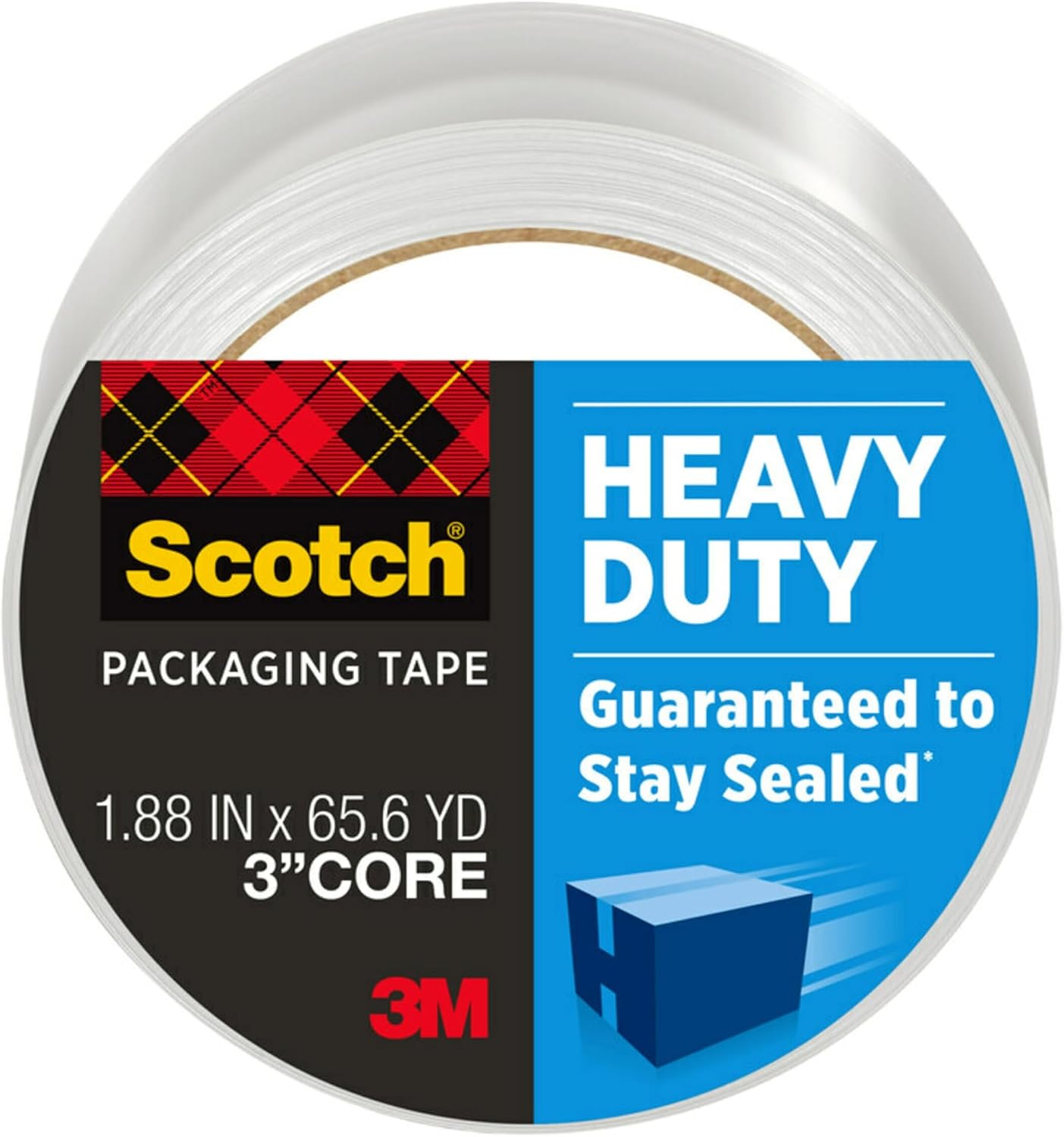 Scotch heavy duty shipping packing tape front view roll