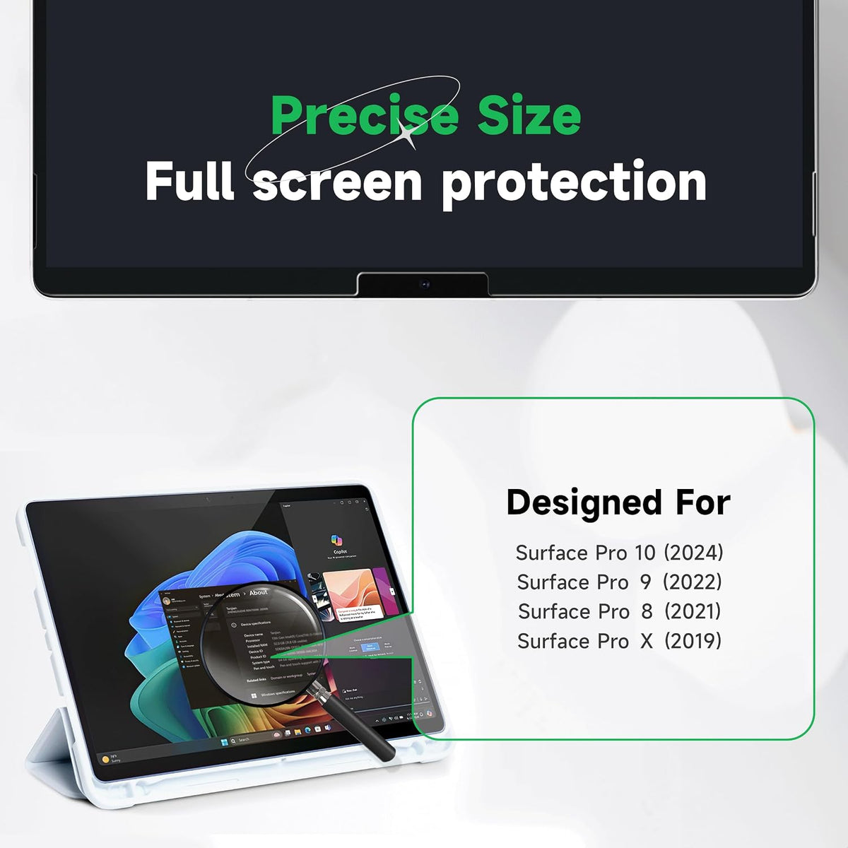 Mao Yeye matte screen protector applied on Surface Pro tablet
