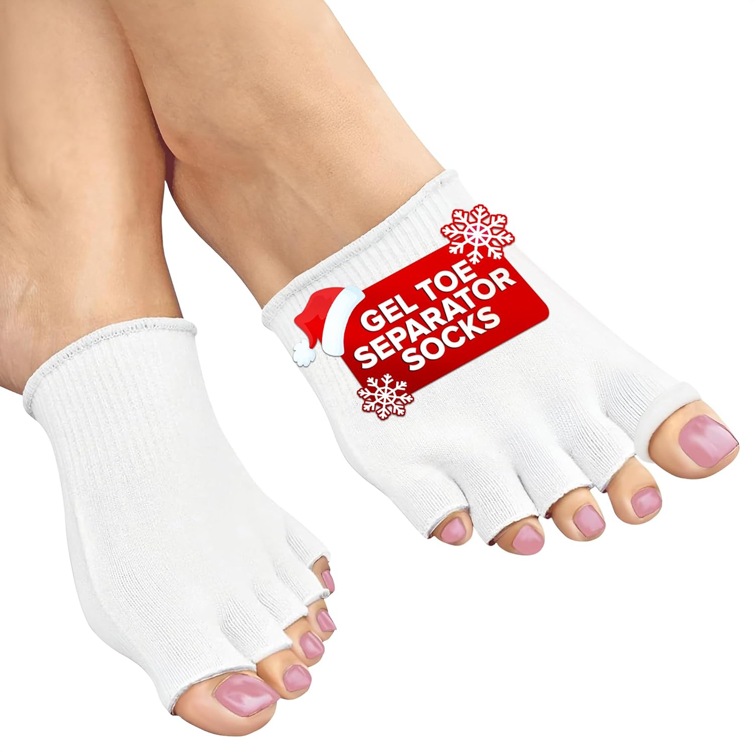 Gel Toe Separators for Women Socks – Gel Toe Compression Socks Women – Relaxation, Comfortable for Bedtime, Separators for Pedicure & Moisturizing, Fits US Sizes 6-10, Soft Cotton, Long-Lasting Design - Image 1