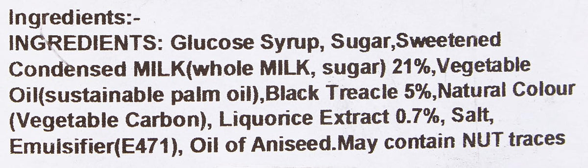 Traditional English liquorice toffees by Walkers Nonsuch with condensed milk and treacle flavor.
