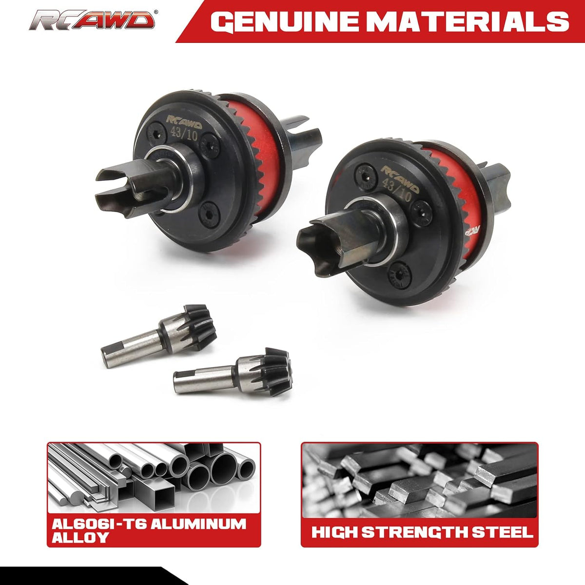 RCAWD 43T 10T gear set close up