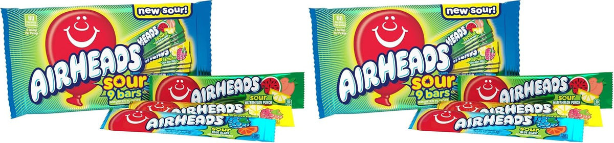 Airheads SOUR Bars, Variety Bulk Box, Sour Watermelon Punch, Blue Blast, and Lemon Berry Squeeze flavored candy, 60 Individually Wrapped Full Size Bars - Image 10