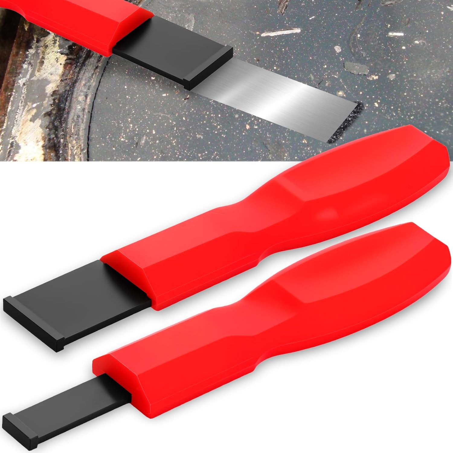 LYDODOKA carbide gasket scraper set front view showing red handle and tungsten carbide tips