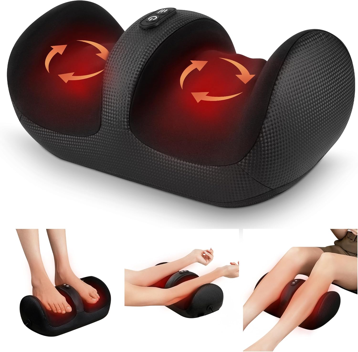 Nekteck Shiatsu Foot and Calf Massager premium black front view showing mesh node covering.
