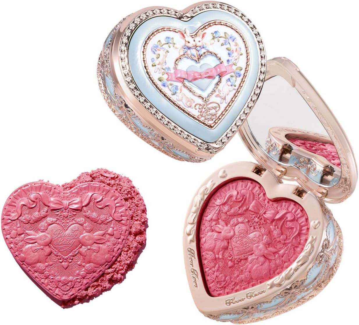 Flower Knows Bunny Garden Embossed Blush front view of compact case