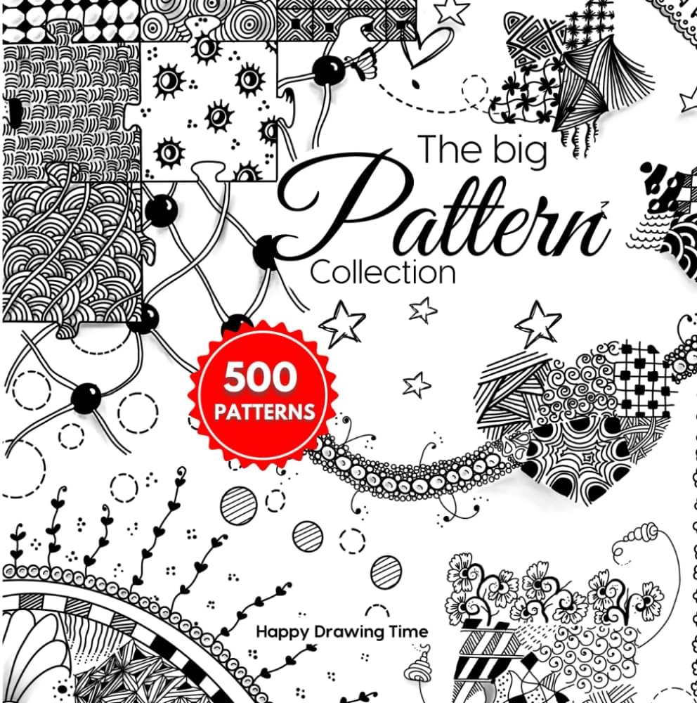 The Big Pattern Collection: 500 pattern for Doodle, Artistic tangles, Zentangle, Zen-doodle, Line-Art, Scribble Art, Step-by-Step Instructions - Image 1
