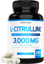 Dorado Nutrition L-Citrulline supplement label showing 240 capsules