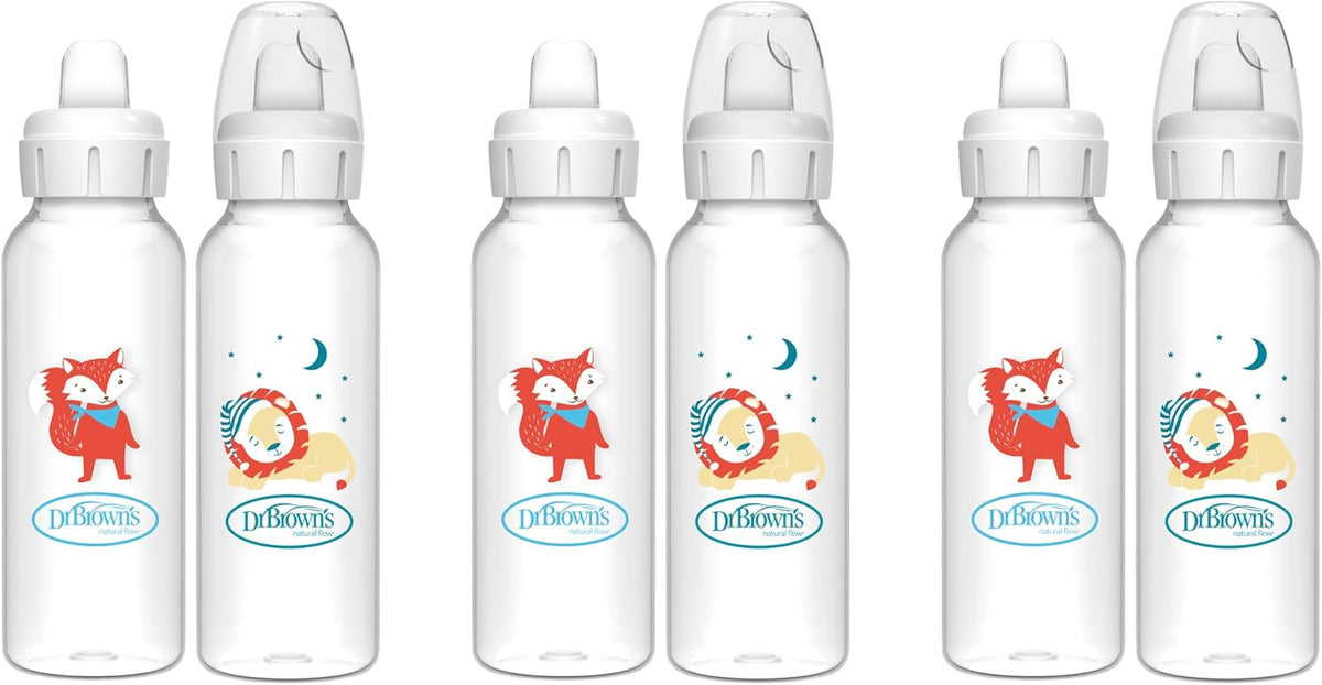 Dr. Brown's Milestones Narrow Sippy Bottle, 100% Silicone Soft Sippy Spout, 8oz/250mL, 6m+, Lion - Image 10