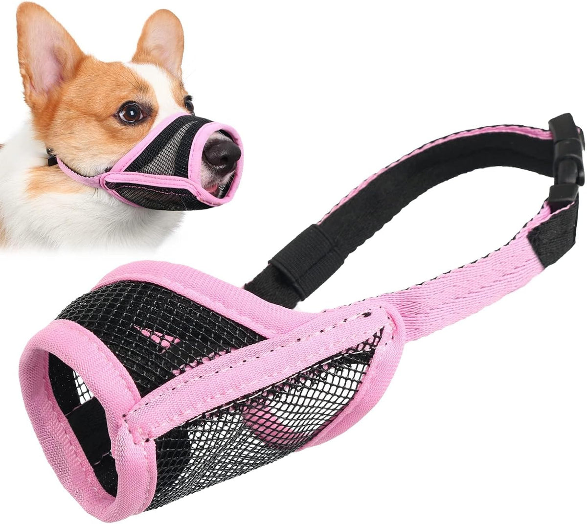 Luckypaw mesh dog muzzle pink front view