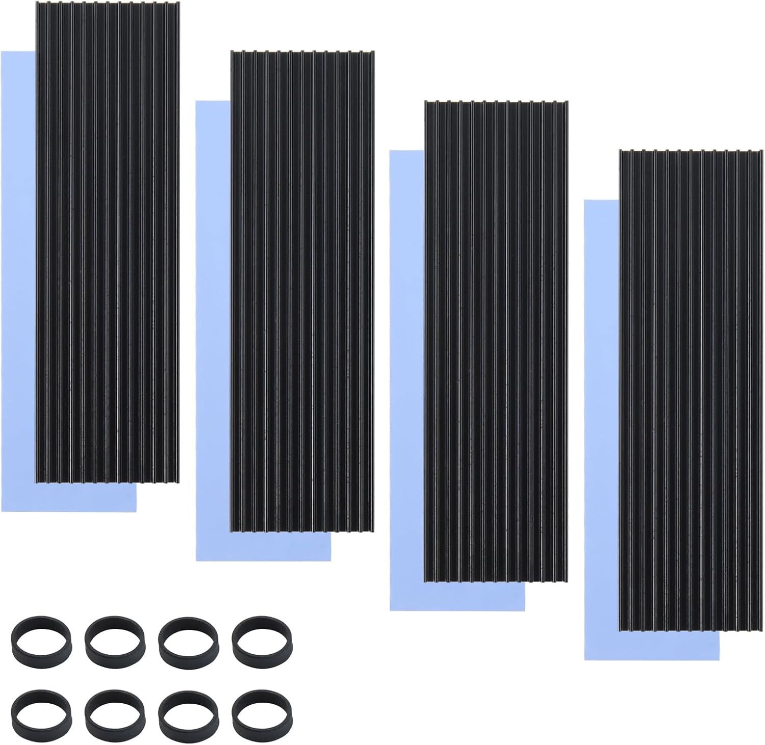 Eluteng M.2 SSD Heatsink front view showing grooved black aluminum design